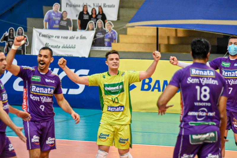 Em jogo equilibrado, Vôlei Renata sai na frente no playoff contra Azulim/Gabarito/Uberlândia 