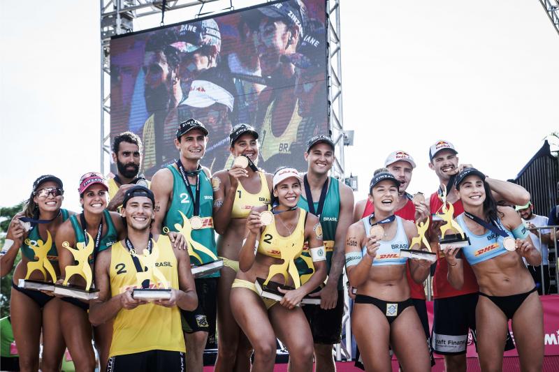 Com cinco duplas no pódio, Brasil faz a festa da torcida na etapa Elite de Uberlândia do Circuito Mundial